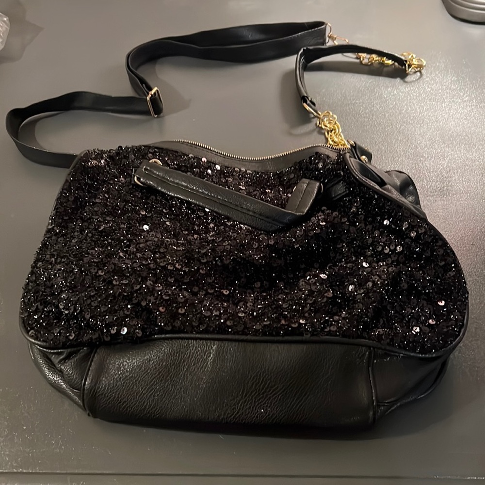 Stunning black sequence convertible Crossbody bag